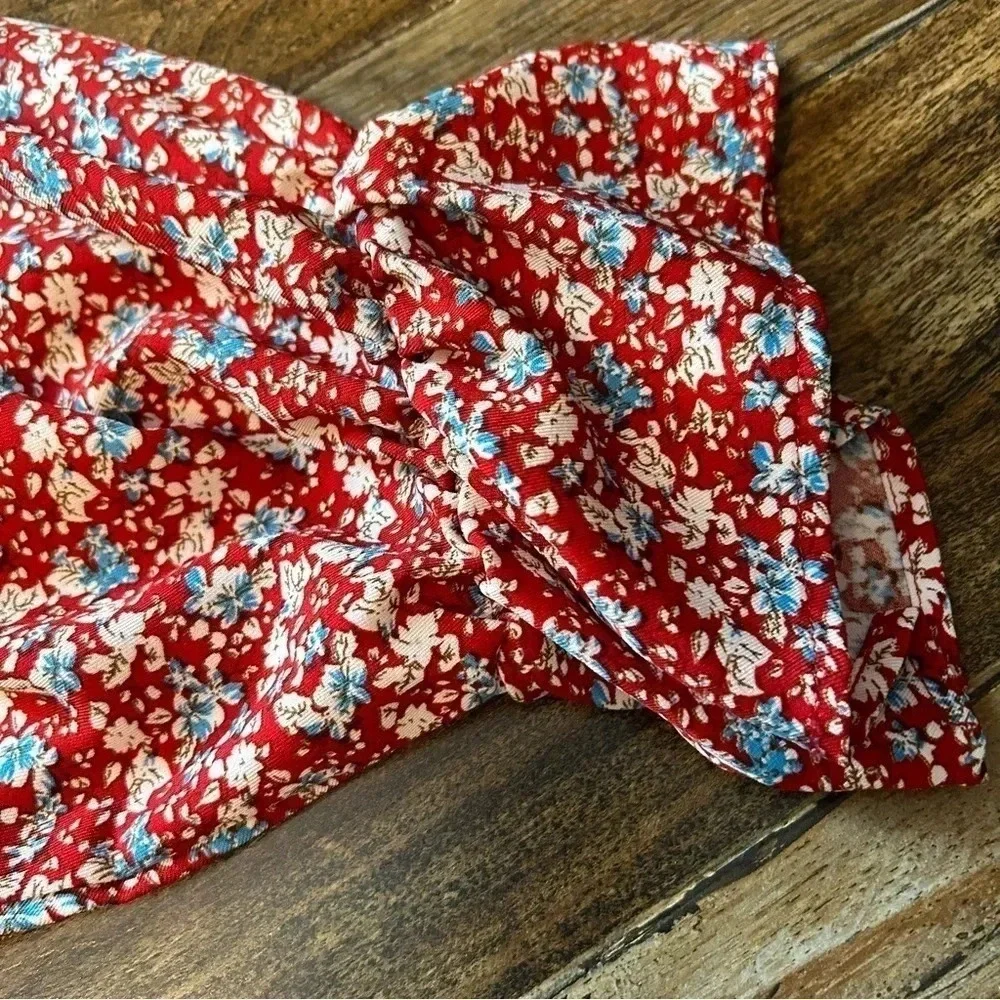 Umgee Tiered Floral Dress Women’s Medium Brick Red Navy‎ EUC